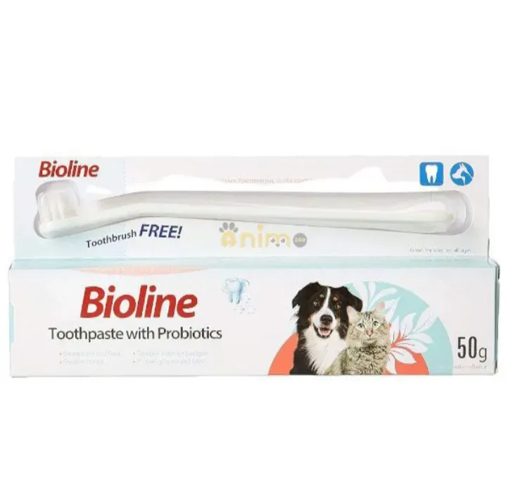 فرشاة أسنان ومعجون أسنان للقطط والكلاب 50جرام